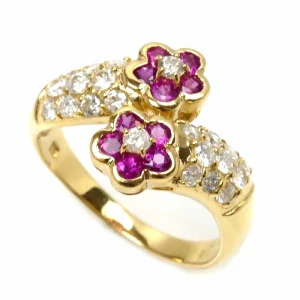 K18 ルビー ダイヤ付きリング　